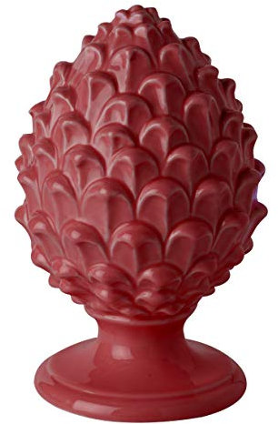 Baroni Decorazione Dipinta a Mano in Porcellana a Forma di Pigna Coppia Piccola Corallo 8.5X8.5X14cm