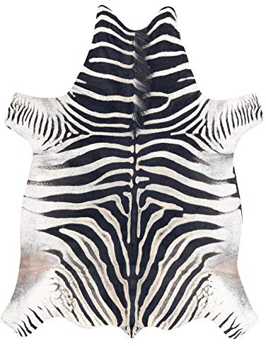 rugsx Alfombra de Cuero de Vaca Artificial, Cebra, patrón de Animales, Cuero de imitación, Alfombra de área para la Sala de Estar, el hogar, el Dormitorio, DIY Crafts, Blanco Negro 180x220 cm