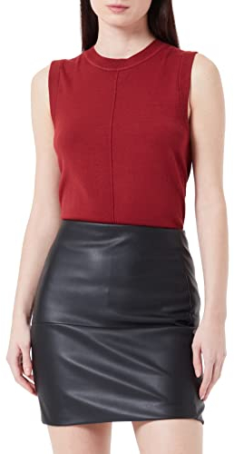 ICHI IHCOMANO Damen Rock Minirock mit Seitenverschuss Kunstlederoptik Slim fit, Größe:38, Farbe:Black (194008)