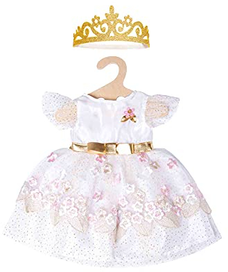 Heless 2132 - Prinzessinnen-Kleid für Puppen im Design Kirschblüte mit goldener Krone, Größe 35 - 45 cm