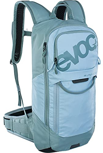 EVOC FR LITE RACE 10 zaino protettivo per gare di enduro (LITESHIELD BACK PROTECTOR, LITESHIELD SYSTEM AIR, scomparto per alimenti, taglia: S), Copen Blue/Slate