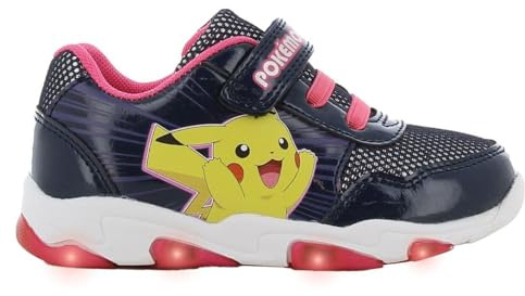 Leomil Pokémon Baskets Lumineuses pour Filles Chaussures Enfants 24, Idéal pour l'école et Les Loisirs, Bleu