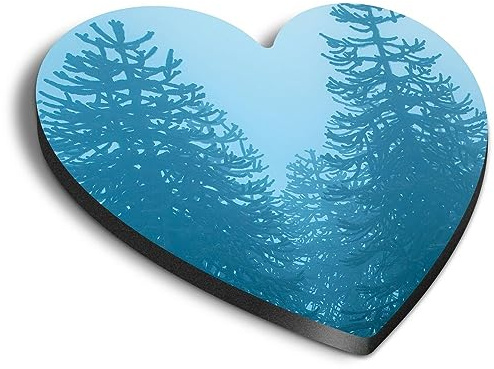 1x Heart MDF Magnet 6cm - Monkey Puzzle Trees Winter Fog - Fridge Locker Office Whiteboard Toolbox #51477