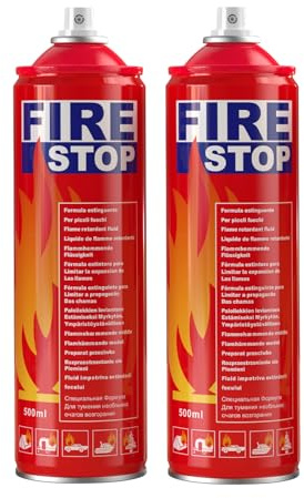 AmzBoom Brandsläckare 2-pack med monteringsfäste för hem, kök, bil, grill – bärbar liten A, B, C, K brandsläckare – 8-i-1 – förhindrar återtändning.