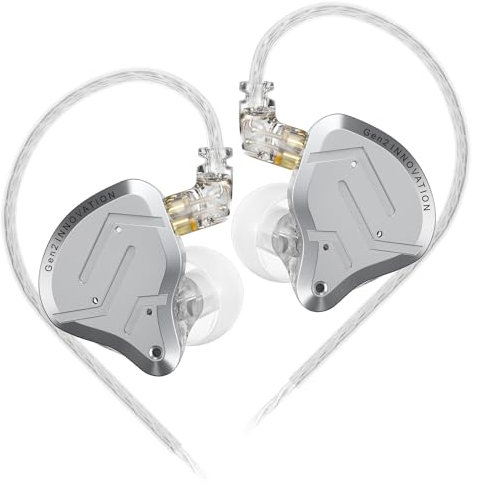 KZ ZSN PRO 2 5,1 cm Ohr-Monitor-Kopfhörer, 1BA + 1DD 5-Treiber IEM-Kopfhörer, Metallabdeckung, Gaming-Ohrhörer, HiFi-Ohrhörer mit 2-poligem abnehmbarem Kabel, für Musiker, DJ-Drummer, Audiophile