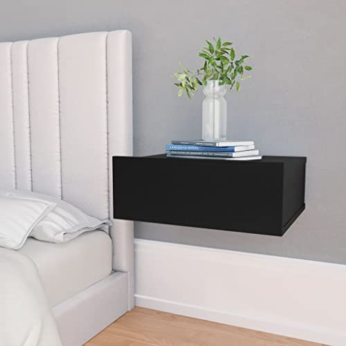 THOYTOUI Hängende Nachttische 2 STK. Telefontisch Nachtkonsole Kommode Nachtkästchen Geeignet für Hotel Wohnung Wohnstube Büro Schwarz 40 x 30 x 15 cm Holzwerkstoff