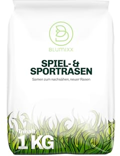 1 kg Rasensamen Sport & Spiel schnellkeimend 30 m², robust, sattgrün, ideal für Neuansaat und Nachsaat, Rasensaat Grassamen Frühjahr bis Herbst (1 kg)