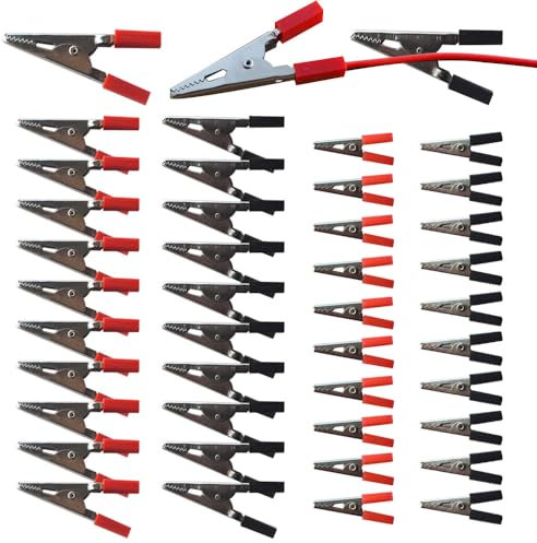 Senvenelec 44 pinzas de cocodrilo aisladas, pinza de batería, electricista, probador de metal, dispositivo de aislamiento metálico, clip de cocodrilo de prueba de tensión.