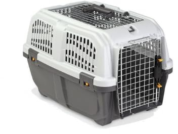 Pet's Market - Trasportino Skudo Open Iata per gatti Scatola da trasporto per animali domestici con apertura superiore e porta in metallo colore grigio (55X36X35)