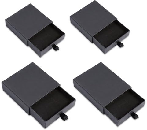 Bieiyhe 4 Pezzi Scatoline per Gioielli,Scatola Regalo Bracciale,Scatolina per Collana Piccolo,Portagioie Viaggio,Scatole Portagioie Portatile,Organizer per Gioielli,Confezione Regalo Di Pendente-Nero