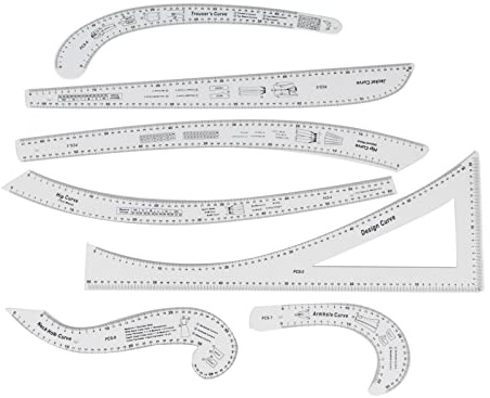 Scala Chiara, Flessibile e Multi -scopo Curva di Cucitura Acrilico Set Set di Abiti da 7 Pezzi Che Creano Righello per Sarto, Ottimo per Tutti gli Scenari, Ideale per la Creazione di Motivi