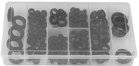 Kit di Tenuta in Gomma, Ferice di Gomma Assortimento 180 Pcs Box Ghigno in 8 Dimensioni Assortimento Set Tappeti per Proteggere il Tubo del Cavo Metallico
