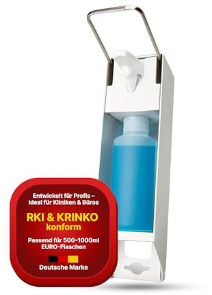 Hygiene365® Desinfektionsspender SD6510-e,Armhebelspender manuell für 1000ml Euro-Flaschen–Eurospender & Seifenspender Wandbefestigung, nachfüllbar & RKI-konform–Made in Germany (Ohne Flaschenblende)