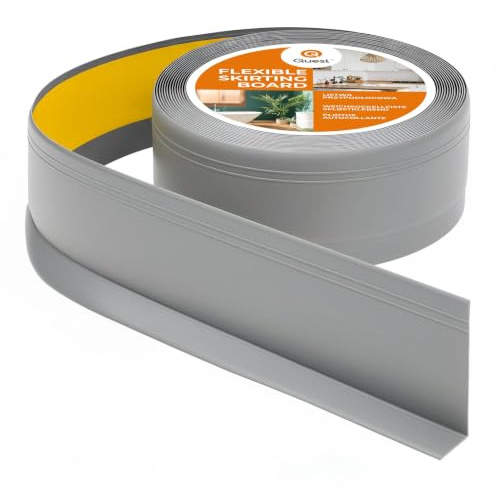 Quest sockellist mjuk PVC självhäftande 70x20 mm flexibel – grå, 10 m | Böjbar avslutningslist för kök och badrum, vattentät – tätar fogar vid vägg och golv, UV-resistent