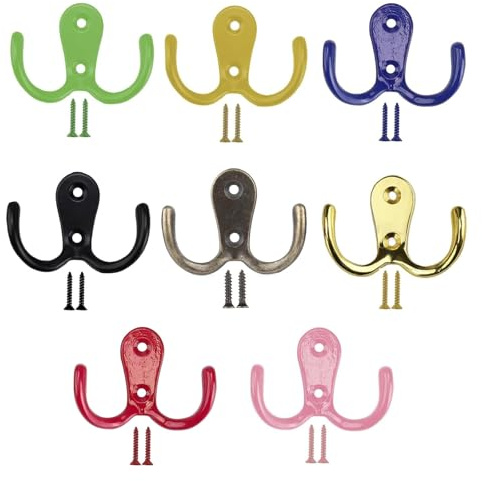 GVSS 8 ganci da parete multicolore vintage, appendiabiti da parete a doppio artiglio con viti, ganci robusti in lega di zinco per bagno, cucina, camera da letto e armadio, design retrò
