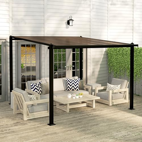 Outsunny Pergola Jardin extérieur en Aluminium 3 x 3 m Adossée Toit Gris