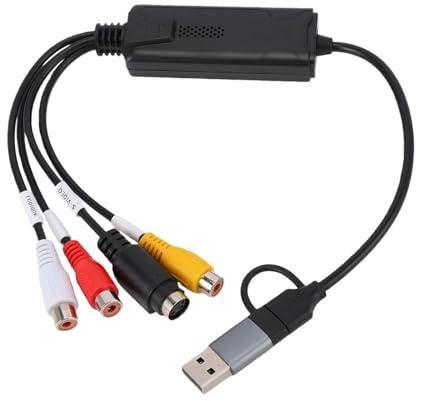 Annadue Scheda di Acquisizione Video AV S, USB 2.0 Tipo C Video Grabber 640x480 25Hz 720x576 30Hz PAL NTSC per Insegnare la Digitalizzazione di Registrazione in Stream
