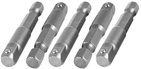 Sourcingmap Socket Adapter Set 1/4 Hex Shank to 1/4 Impact Driver/Drill (Pack of 5)