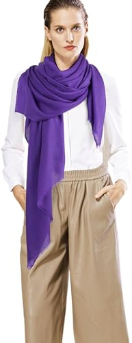 Prettystern Sciarpa XXL Donna 100% Lana – Morbida Stola Invernale 230×90 cm, calda ed elegante per giorni freddi viola