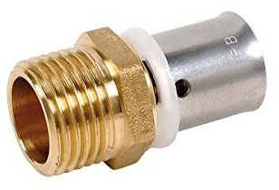 Dipra 731054 Raccord PER à Sertir, Droit Fixe, diamètre 16 mm, Mâle M20/27 (3/4)