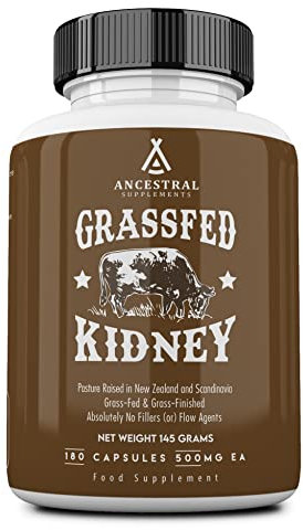 Ancestral Supplements Grass Fed Beef Kidney Supplement, 3000mg, 180 Ct