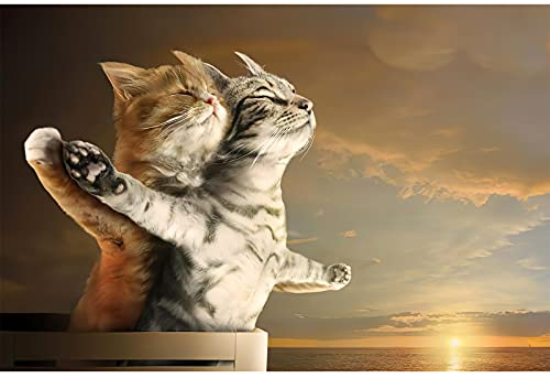 WACYDSD Puzzle 1000 Teile 3D Puzzle DIY Niedliche Katze Cartoon Tier Titanic Katze Romantische Liebesbild