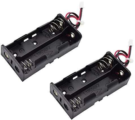 Adeept 2 st 2 fack 18650 batterihållarfodral med kabel och 2,54 mm JST-kontakt, batterier anslutna i serie 7,4 V, lödlös 3,7 V batteriförvaringsboxhållare för gör-det-själv-projekt