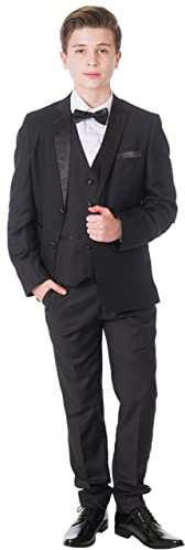 Milano Mayfair Boys 5 Piece Black Tuxedo Suit (as8, Age, 6_Years, 6 Years)
