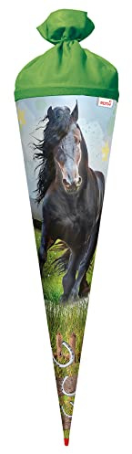 ROTH Grand cornet d'école Power Horse 70 cm – Rond Rouge (h) Fermeture en feutre – Sac à sucre rentrée scolaire