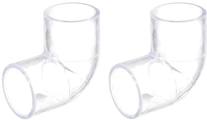sourcing map 2uds Transparente Acrílico Tubería Codo, 25mm/0,98 2 Vías Codo Tubería Montaje Adaptador para Acuarios Agua Peces Tanque