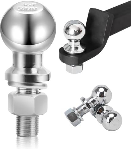 Gancio di traino a testa sferica per trattori e quad - Gancio di traino a testa sferica da 50 mm con vite per rimorchi fino a 3,5 T - Set di bulloni per gancio di traino resistenti alla ruggine