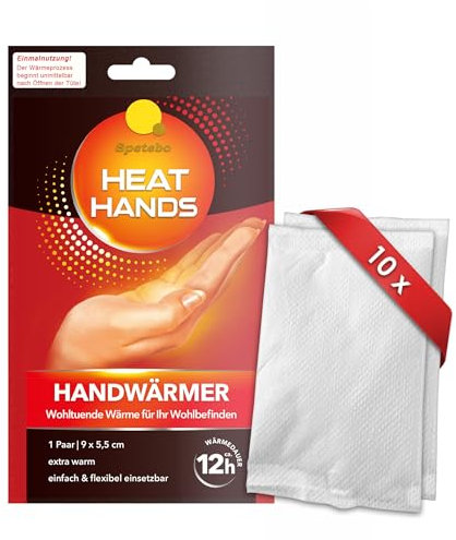 Luftaktivierte Wärmepads für Hände - 10 Paar - Einmal Handwärmer für 12 Stunden Wärme - Unisex Taschenwärmer Fingerwärmer Wärmekissen 100% natürlich