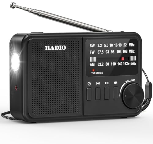 Petite Radio, Radio Portable AM/FM/SW, Radios Alimentée par Secteur ou Piles, Idéale pour Le Jogging ou Les Promenades dans Le Parc