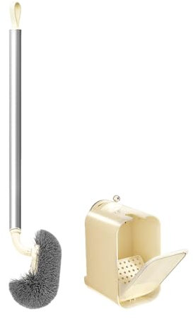 Nybhyjka Cepillo para Inodoro, Cepillo para Baño con Ventosa Y Soporte, Escobilla De Baño De Mango Largo para Pared, Accesorios De Limpieza Compactos para Casa Y Apartamento