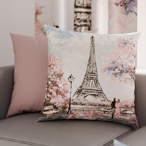 PETTI Artigiani Italiani - Coppia di Federe Cuscino 65x65 cm in Microfibra, Cuscini Arredo Camera da Letto, Divano, Salotto, Set 2 Fodere Copricuscino, Federa Paris, 100% Made in Italy