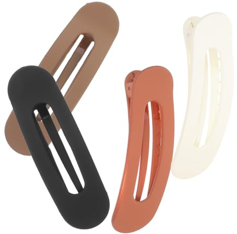Gogogmee 4 Piezas Clip de Pelo Plano para Mujeres Colores Beige Negro y Accesorios Elegantes para Cabello Grueso Diseño Antideslizante y Estable para Sofisticados