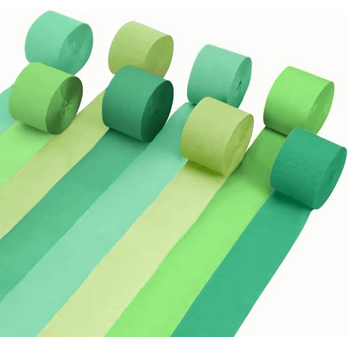 Forbabe 8 Rolls Krepppapier Grün 4.5 cm x 25 m, Grün Kreppband