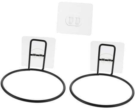 ERINGOGO Support Fixe Mural pour Gamelles d'animaux en Plastique Noir, Lot de 2, Anti-Renversement, pour Cage ou Maison, Fixation sans Clou