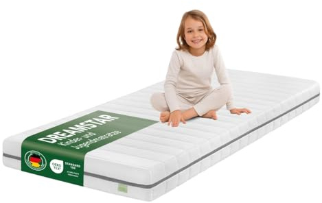 DREAMSTAR Ergo Kids Junior Kindermatratze und Jugendmatratze | Öko-TEX® | hautfreundlicher Bezug abnehmbar und waschbar bei 60 Grad | 120 x 200 cm