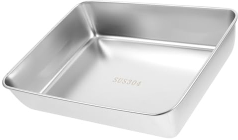 NAMOARLY Teglia da Forno Rettangolare in Acciaio Inox Bordo Stretto, 25,8X20X5,2 CM, per Torte al Vapore e Dolci, Vassoio Multifunzione per Uso Quotidiano