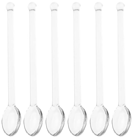 BATHVEVE Paquete Portátil para Mezclar Resistentes al Calor 6 Cucharas de Vidrio Café y Postres Adecuado para Bar y Fiestas en Casa