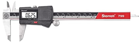 Starrett Stainless Steel Electronic Slide Caliper - 0-6 Range, .0005 Resolution, LCD Display, Fine Adjustment Thumb Wheel, in/mm Conversion - EC799A-6/150