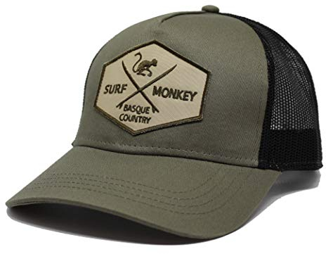 DRESSED IN MUSIC PLAY WITH ME Gorra Tipo Trucker - Visera Curvada - Diseño 5 Paneles - Parche Cosido Parte Frontal - Cierre Ajustable Snapback - Corona de Perfil bajo (Oliva/Negro)