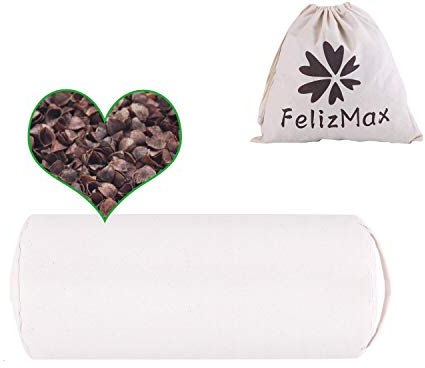 Organic Buckwheat Pillow for Sleeping, 100% Natural Premium buckwheat hulls, Organic Cotton Cover for Cool Sleep, Neck Support for Back and Side Sleepers, Buckwheat Pillow Refill - Cylinder (14” x 6”)