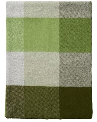 Klippan Block Wolldecke 130x180 cm grau, Lime, grün, olivgrün, dunkelgrün