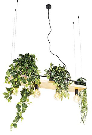 Qazqa shelf - Suspension multiples - 4 lumière - L 100 cm - Noir - Rustique - éclairage intérieur - Salon