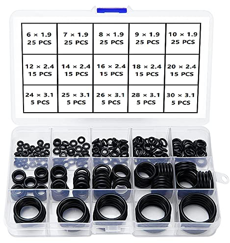YIXISI 225 Stücke 15 Größen Schwarzes O-Ringe Sortimentskit, Metrische Dichtungsringe O-Ringe aus Nitrilkautschuk, für Sanitär-Unterlegscheiben und Auto-Schnellreparatur