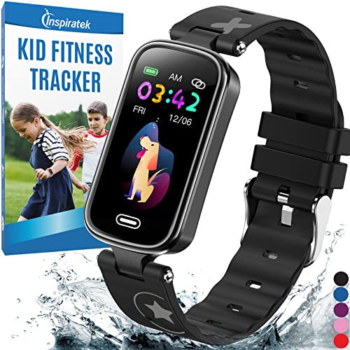 Inspiratek Kids Fitness Tracker for Age 5-16, 2022 Upgraded Kids Watch with Pedometer, Sleep Monitor & Calorie Counter, Fitness Watch for Girls & Boys (Black)