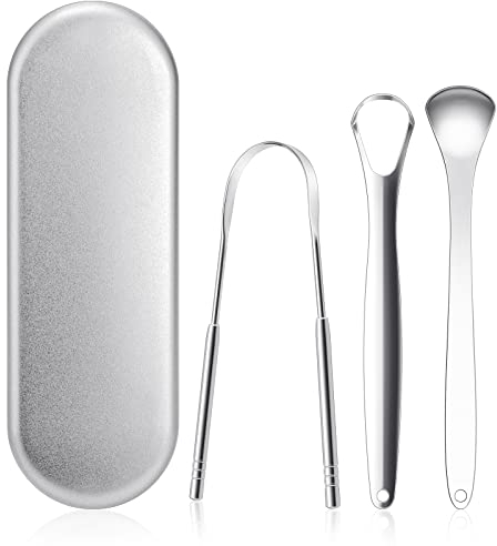 WT Zungenreiniger Schaber,Edelstahl Metall Zungenschaber mit Metall Box,ür Frischer Atem Mundpflege