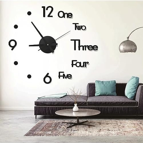 TMRBBesty Moderno Muto Senza Telaio Grande Orologio, Silenzioso 3D DIY Frameless, da Parete 3D,Per Casa,Ufficio,Hotel